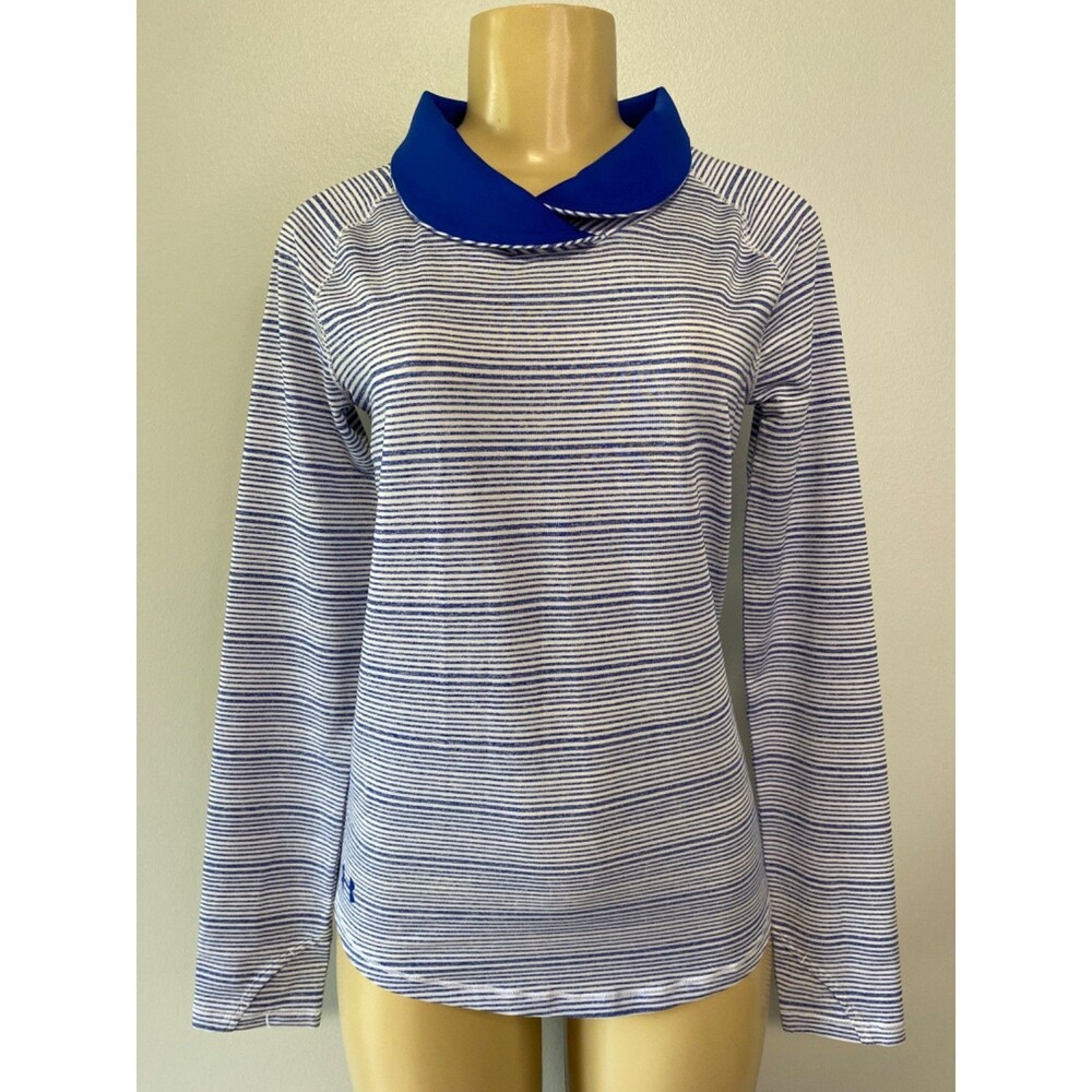 UNDER ARMOUR WOMEN'S LOOSE FIT STRIPED  LONG SLEEVE POLO SHIRT SIZE XXS
